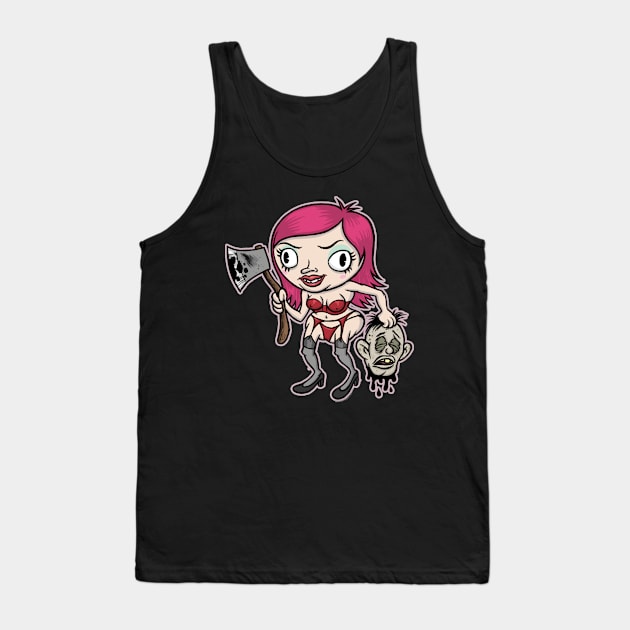 Cute Girl with Ax creepy cute horror Graphic Tank Top by AtomicMadhouse